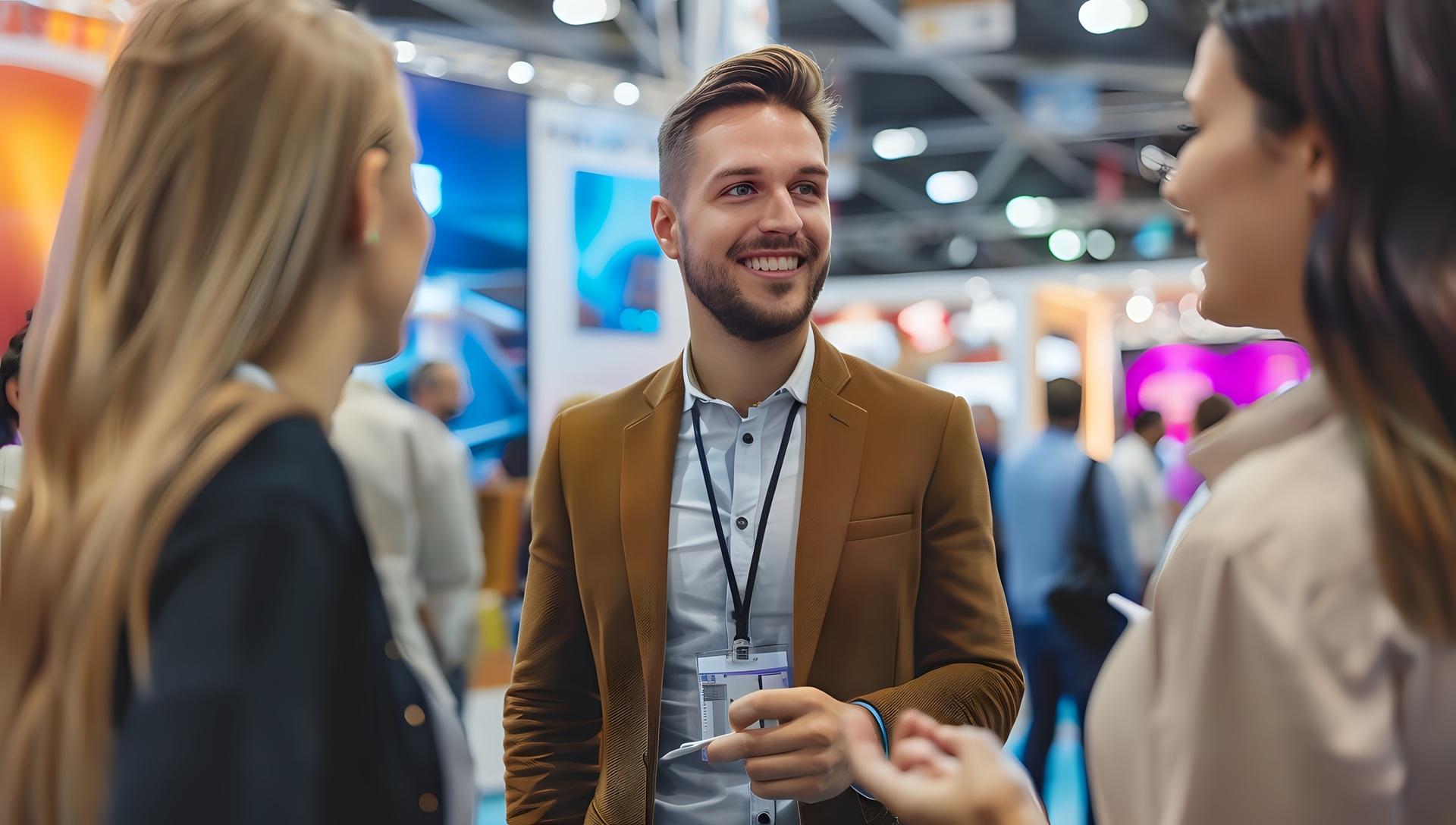Fachgespräch auf Branchenevent | Traverse-Messestand